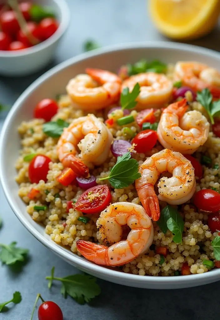 25 BBQ Seafood Recipes for Outdoor Grilling Fans - 7. Mediterranean Grilled Shrimp and Quinoa Salad