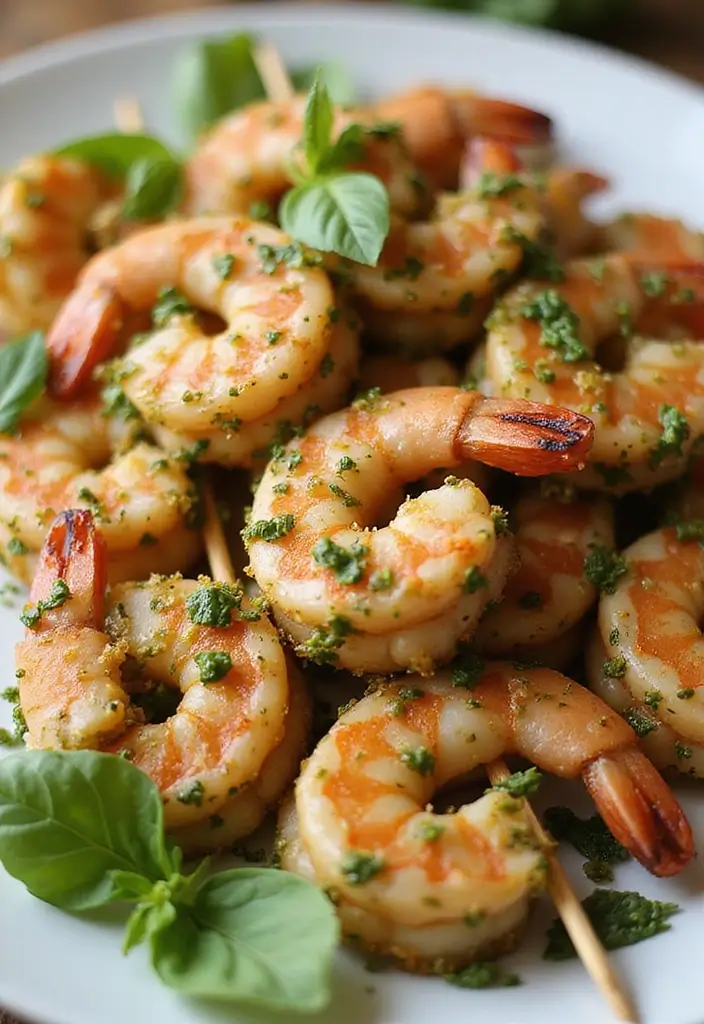 25 Best Seafood Platter Recipes for Elegant Gatherings 77 25 Best Seafood Platter Recipes for Elegant Gatherings - 15. Pesto Shrimp Skewers