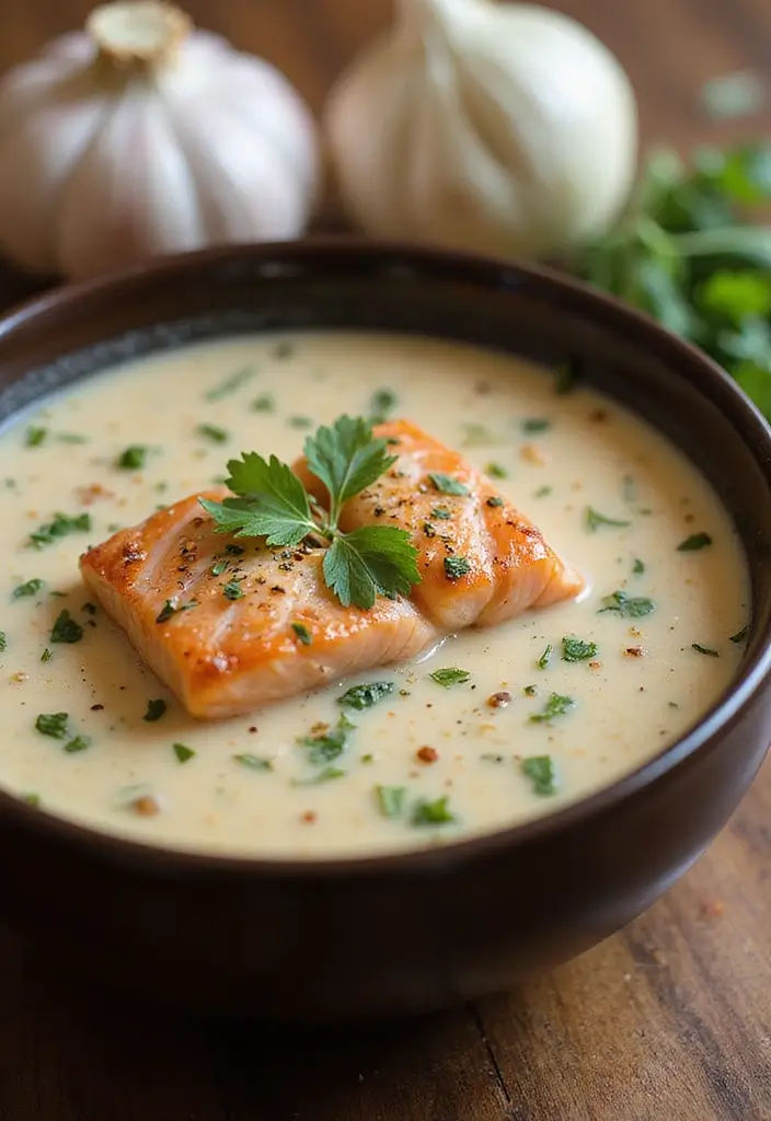 25 Crockpot Seafood Soup Recipes That Cook Themselves 58 25 Crockpot Seafood Soup Recipes That Cook Themselves - 10. Creamy Garlic Salmon Soup