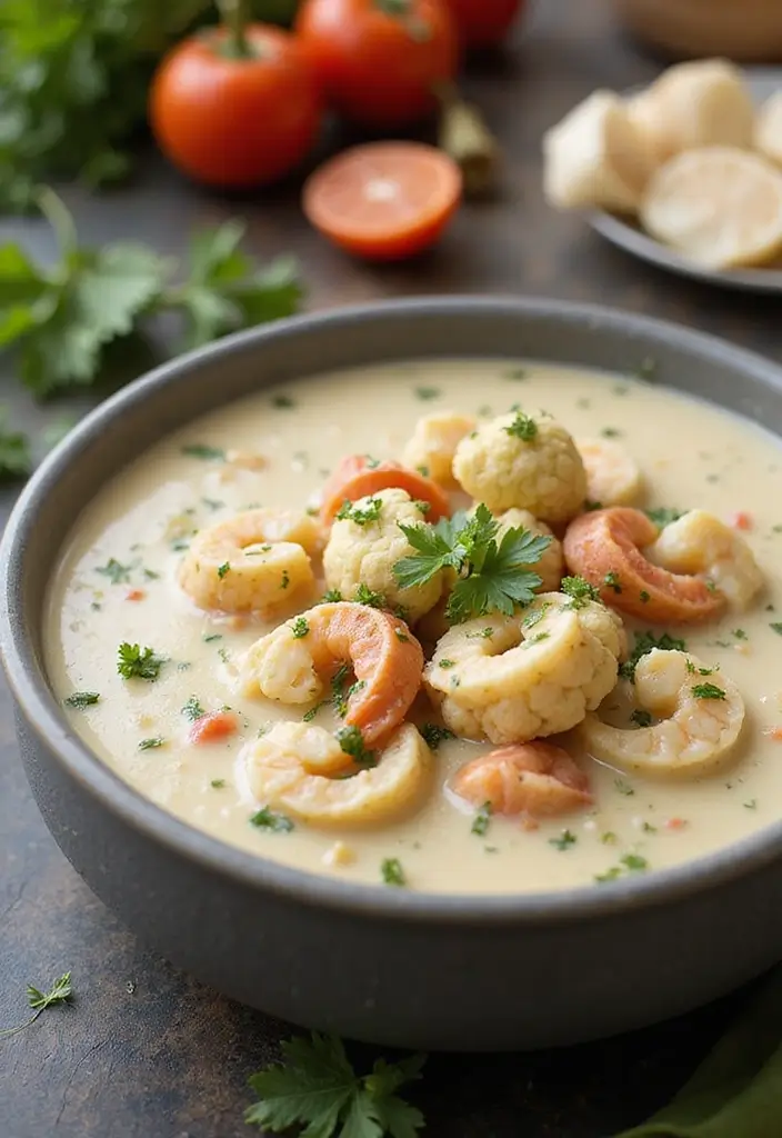 25 Crockpot Seafood Soup Recipes That Cook Themselves 142 25 Crockpot Seafood Soup Recipes That Cook Themselves - 24. Seafood and Cauliflower Chowder