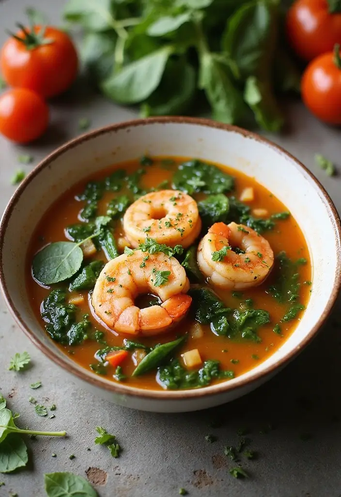 25 Crockpot Seafood Soup Recipes That Cook Themselves 29 25 Crockpot Seafood Soup Recipes That Cook Themselves - 5. Mediterranean Shrimp and Spinach Soup