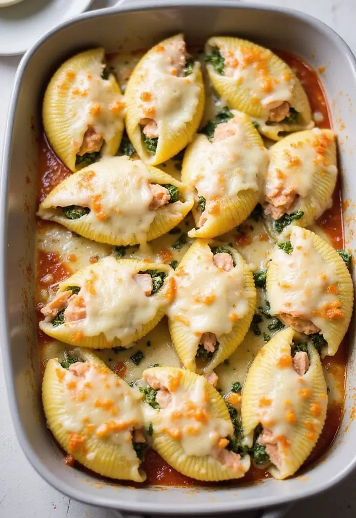 25 Easy Seafood Dinner Recipes Perfect for Busy Nights 148 25 Easy Seafood Dinner Recipes Perfect for Busy Nights - 24. Salmon and Spinach Stuffed Shells