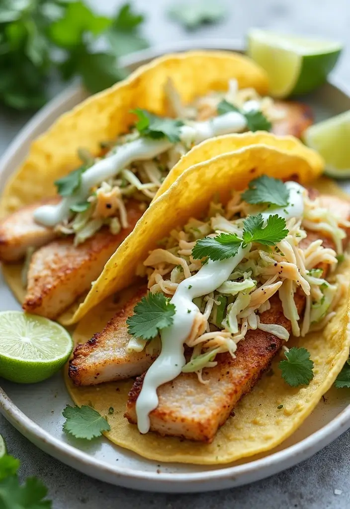 25 High Protein Seafood Recipes for Muscle and Energy 65 25 High Protein Seafood Recipes for Muscle and Energy - 11. Fish Tacos with Cilantro Cream