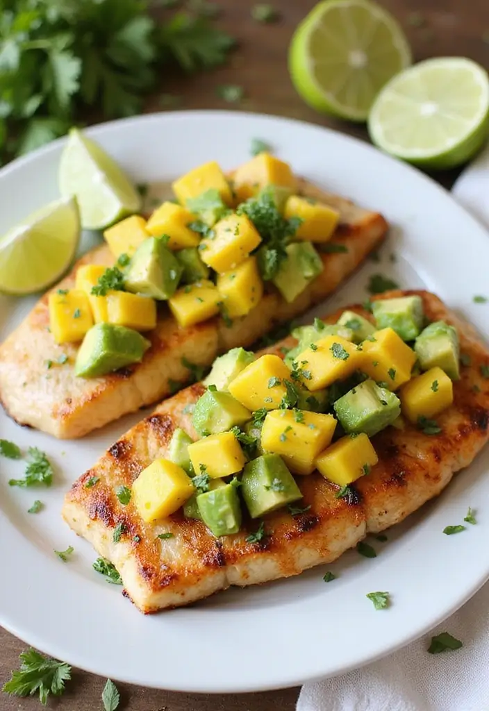 25 High Protein Seafood Recipes for Muscle and Energy 99 25 High Protein Seafood Recipes for Muscle and Energy - 17. Grilled Fish with Mango Avocado Salsa