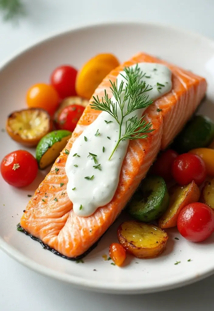 25 High Protein Seafood Recipes for Muscle and Energy 6 25 High Protein Seafood Recipes for Muscle and Energy - 2. Baked Salmon with Dill Sauce