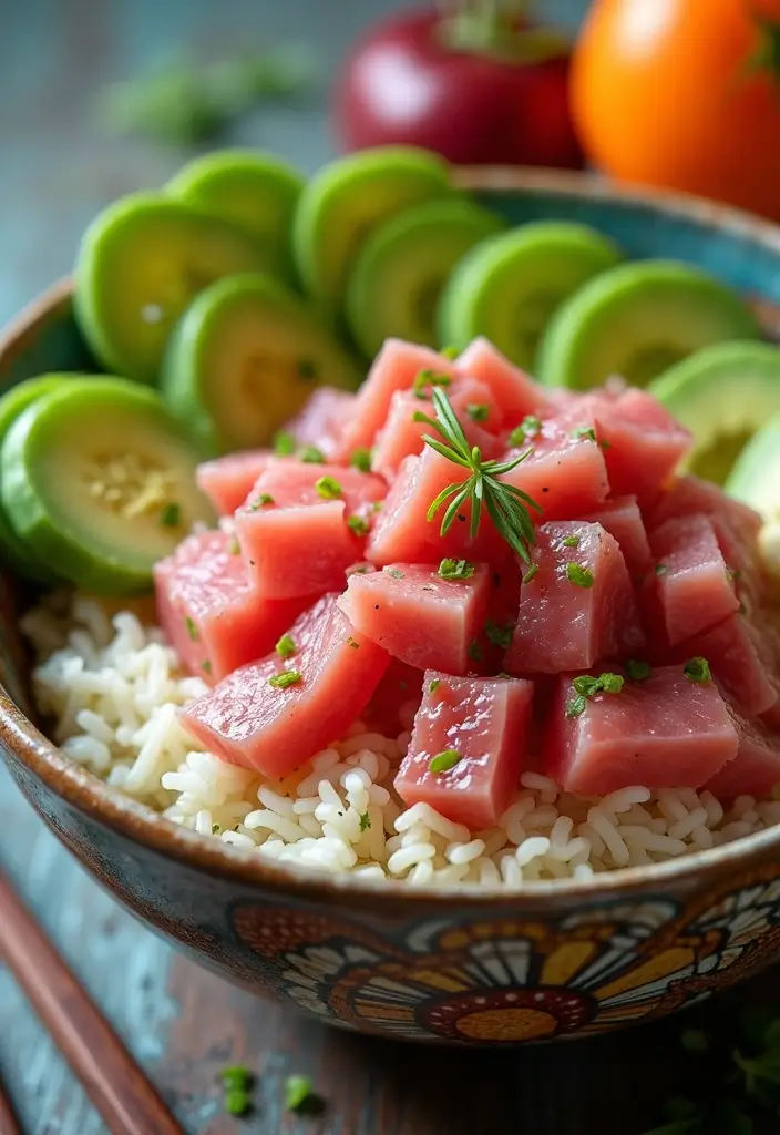 25 High Protein Seafood Recipes for Muscle and Energy 13 25 High Protein Seafood Recipes for Muscle and Energy - 3. Spicy Tuna Poke Bowl