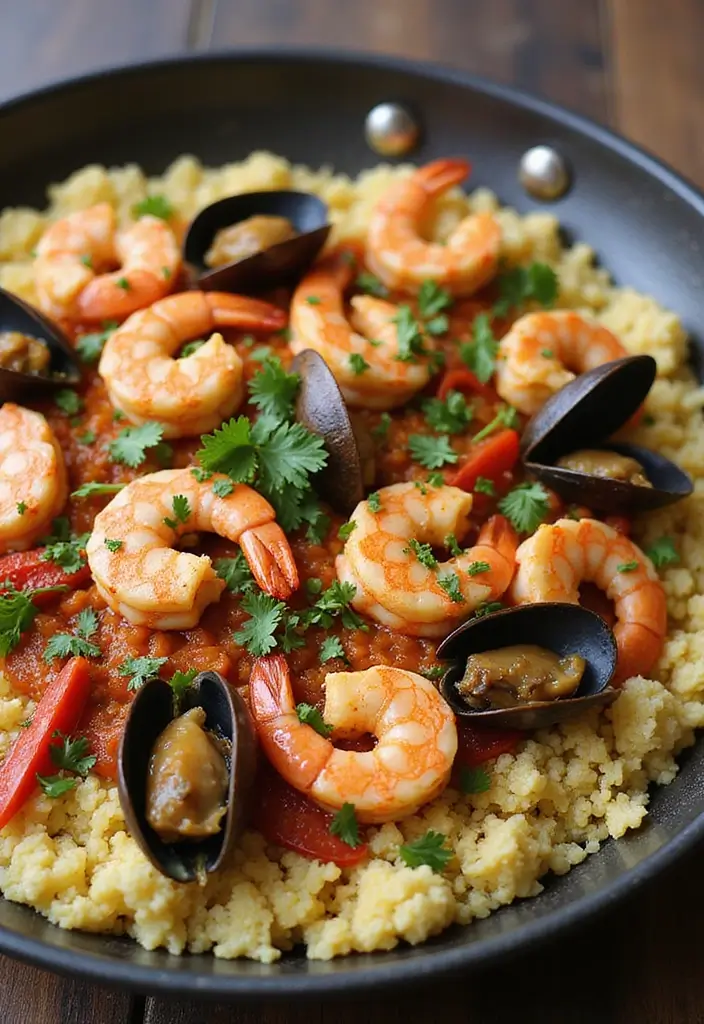 25 Keto Dinner Recipes with Seafood for Healthy Living 74 25 Keto Dinner Recipes with Seafood for Healthy Living - 12. Seafood Paella with Cauliflower Rice