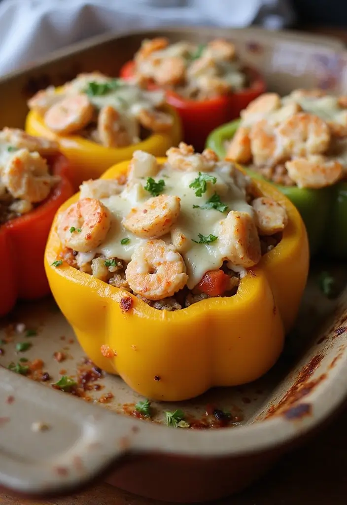 25 Keto Dinner Recipes with Seafood for Healthy Living 130 25 Keto Dinner Recipes with Seafood for Healthy Living - 20. Seafood Stuffed Bell Peppers