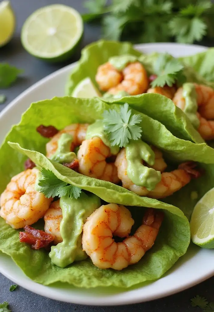 25 Keto Dinner Recipes with Seafood for Healthy Living 15 25 Keto Dinner Recipes with Seafood for Healthy Living - 3. Spicy Shrimp Tacos with Avocado Cream