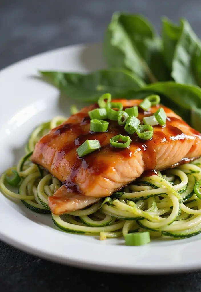 25 Low Carb Seafood Recipes That Don’t Sacrifice Flavor 138 25 Low Carb Seafood Recipes That Don’t Sacrifice Flavor - 24. Teriyaki Salmon with Zucchini Noodles