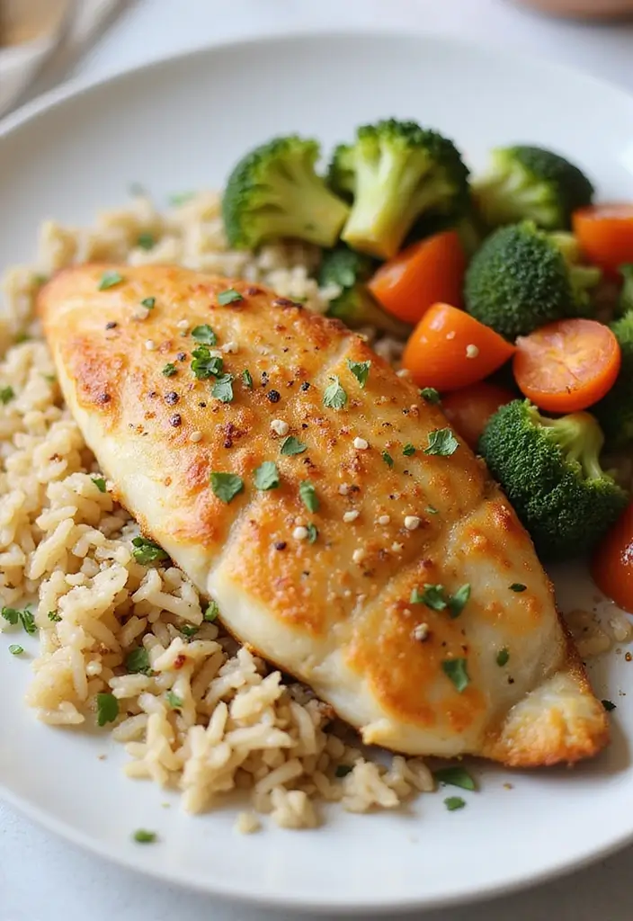 25 Rice and Seafood Recipes for Quick Weeknight Dinners 78 25 Rice and Seafood Recipes for Quick Weeknight Dinners - 12. Baked Tilapia with Rice and Veggies