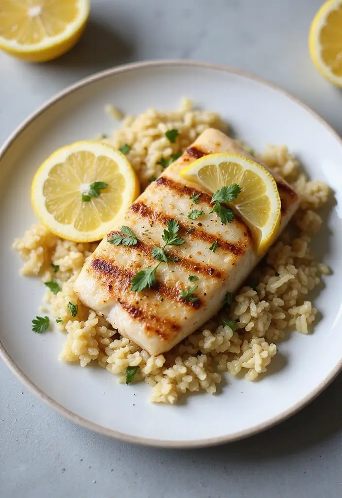 25 Rice and Seafood Recipes for Quick Weeknight Dinners 136 25 Rice and Seafood Recipes for Quick Weeknight Dinners - 22. Grilled Cod with Lemon Rice