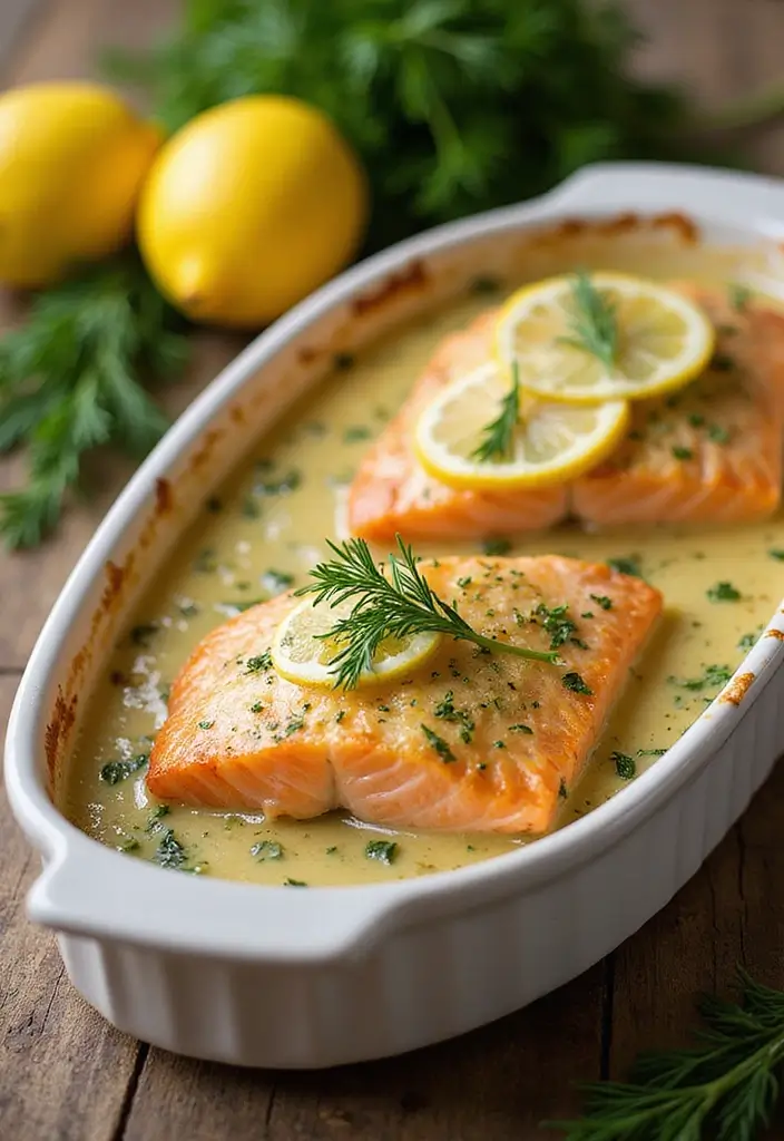 25+ Seafood and Rice Casserole Recipes for Family Meals - 2. Lemon Herb Salmon Casserole