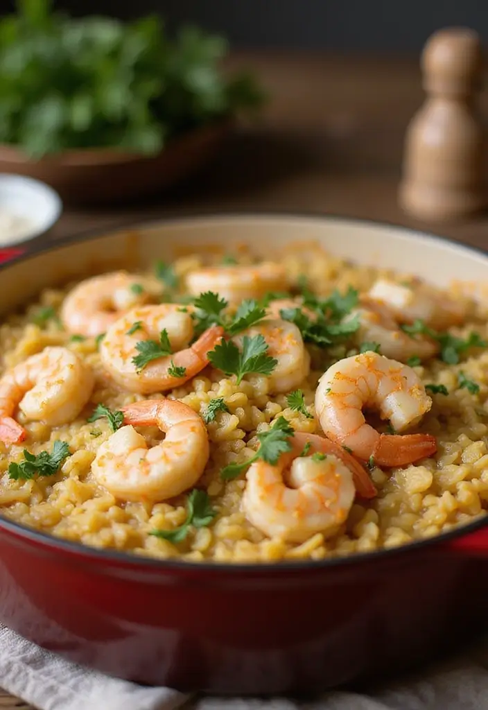 25+ Seafood and Rice Casserole Recipes for Family Meals - 24. Garlic Butter Shrimp and Rice Casserole
