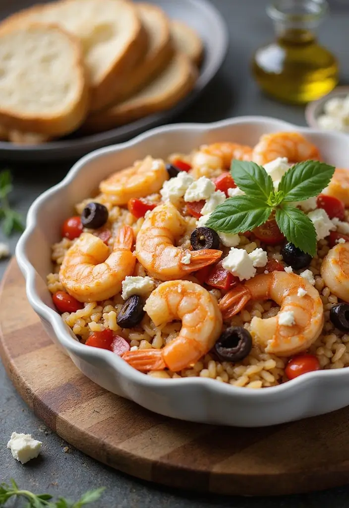 25+ Seafood and Rice Casserole Recipes for Family Meals - 4. Mediterranean Shrimp and Rice Casserole