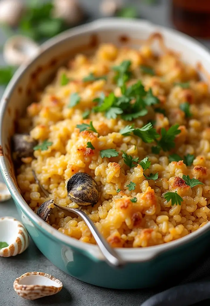 25+ Seafood and Rice Casserole Recipes for Family Meals - 7. Clam and Rice Casserole