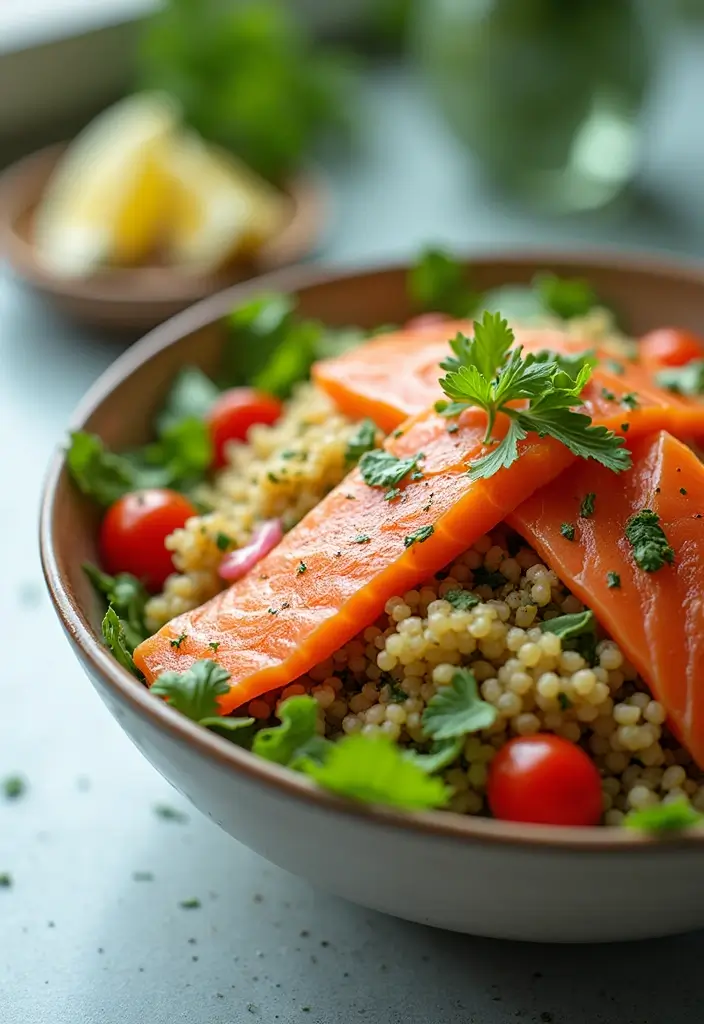 25+ Seafood and Vegetable Recipes for Balanced Meals 56 25+ Seafood and Vegetable Recipes for Balanced Meals - 10. Quinoa Salad with Smoked Salmon and Veggies