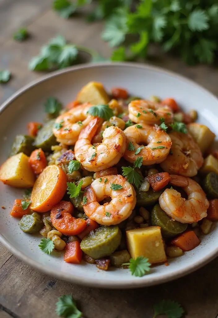 25+ Seafood and Vegetable Recipes for Balanced Meals 115 25+ Seafood and Vegetable Recipes for Balanced Meals - 19. Vegetable Ratatouille with Grilled Shrimp