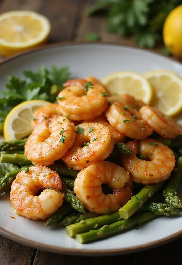 25+ Seafood and Vegetable Recipes for Balanced Meals 49 25+ Seafood and Vegetable Recipes for Balanced Meals - 9. Lemon Garlic Butter Shrimp with Asparagus