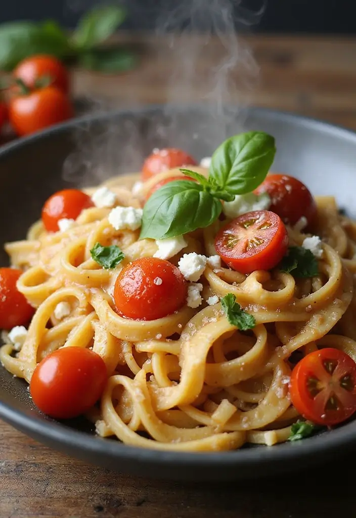 26 Mediterranean Diet Recipes with No Seafood Options - 3. Tomato and Feta Pasta