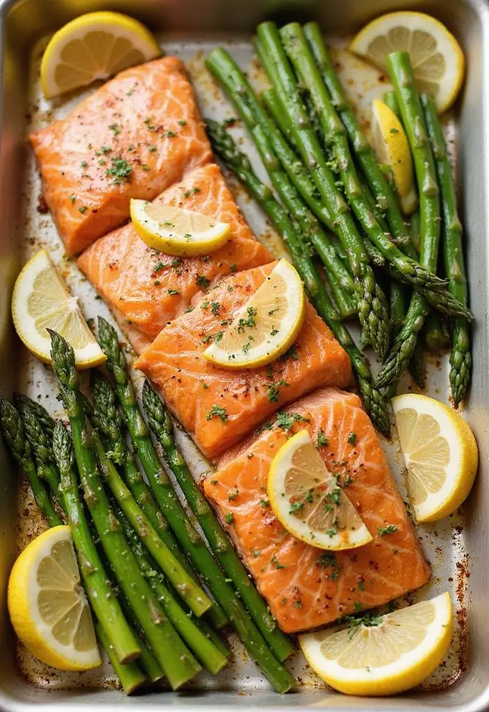 27 Easy Dinner Recipes Featuring Fresh Seafood 15 27 Easy Dinner Recipes Featuring Fresh Seafood - 3. Sheet Pan Salmon with Asparagus