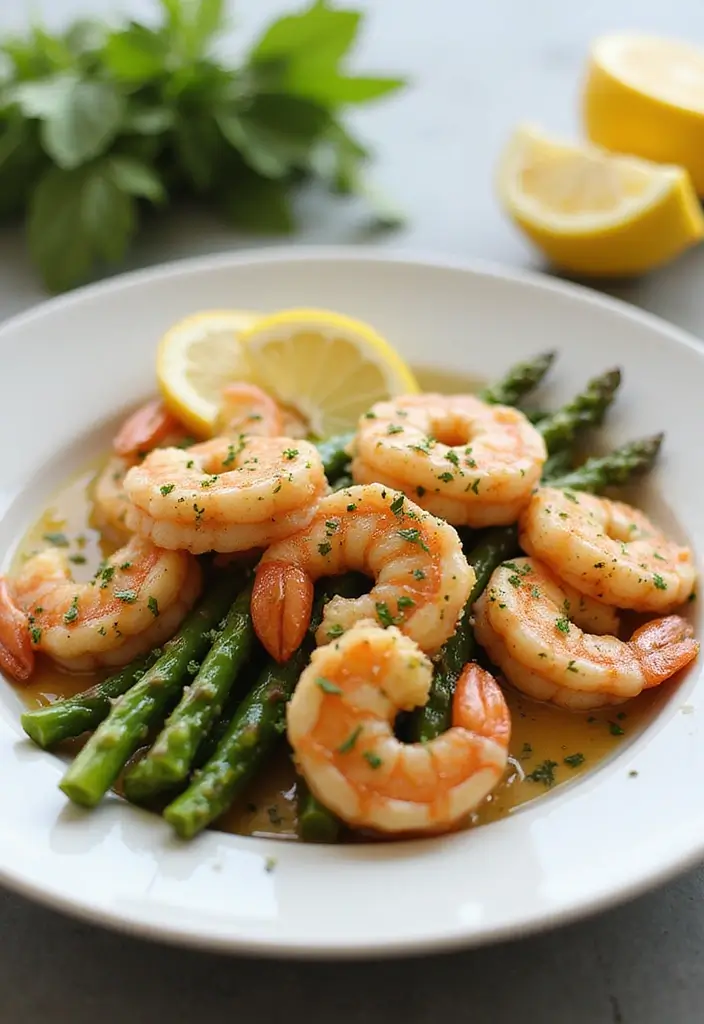 27 Gluten Free Seafood Recipes for a Healthy Lifestyle 20 27 Gluten Free Seafood Recipes for a Healthy Lifestyle - 4. Lemon Garlic Shrimp and Asparagus