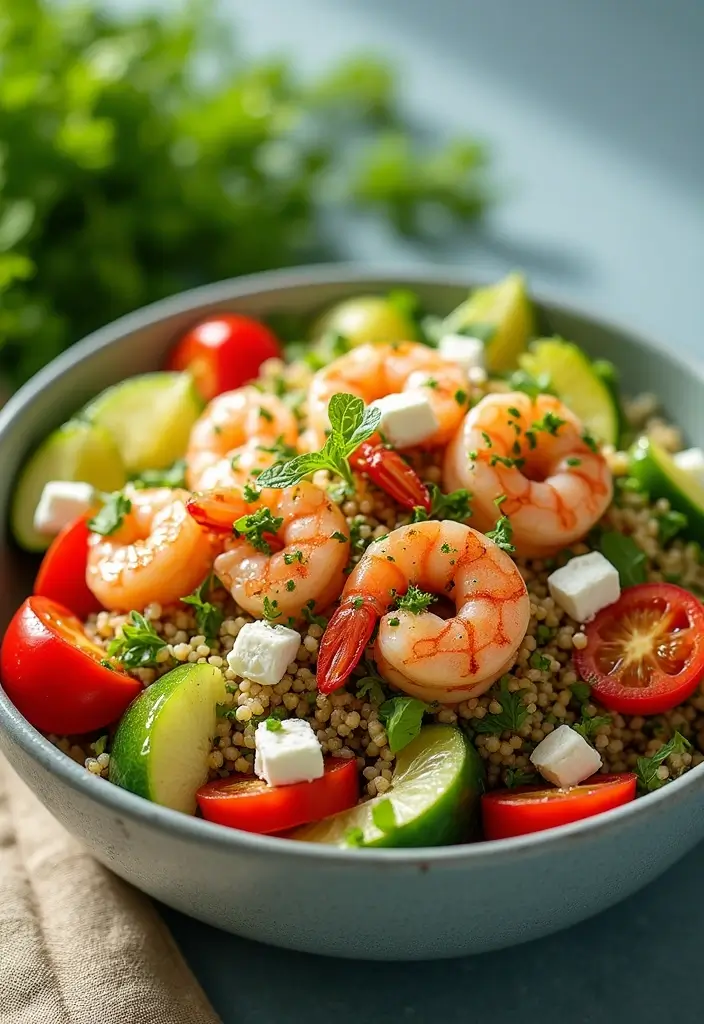 27 Gluten Free Seafood Recipes for a Healthy Lifestyle 27 27 Gluten Free Seafood Recipes for a Healthy Lifestyle - 5. Mediterranean Quinoa Salad with Grilled Shrimp
