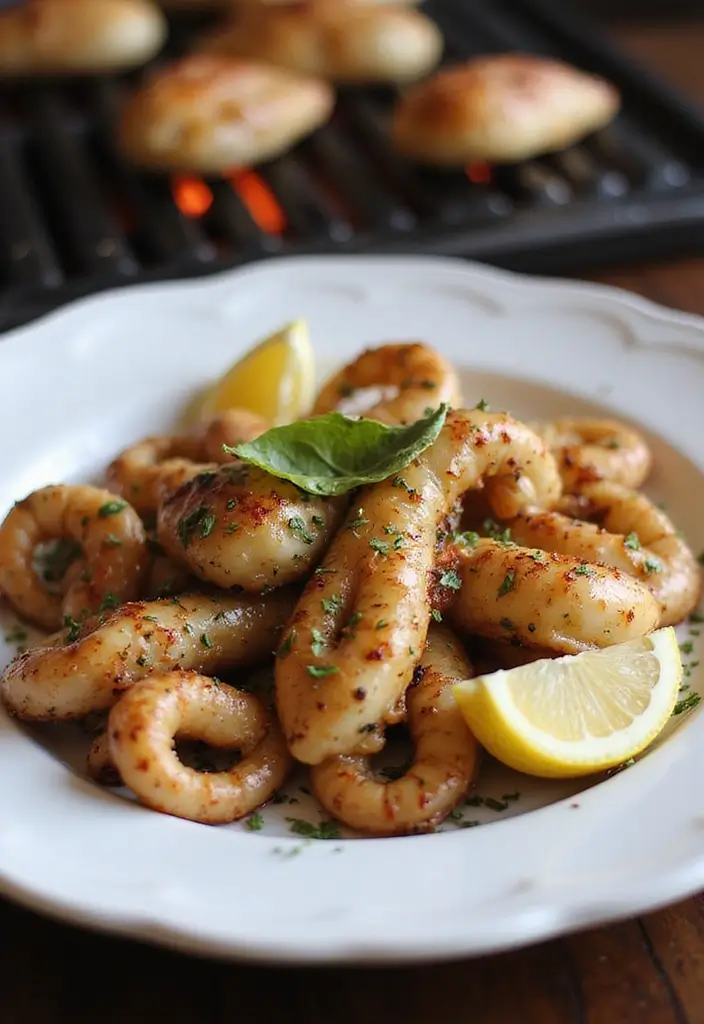 27 Pellet Grill Seafood Recipes for Smoky Flavor Lovers - 10. Grilled Calamari with Lemon and Olive Oil