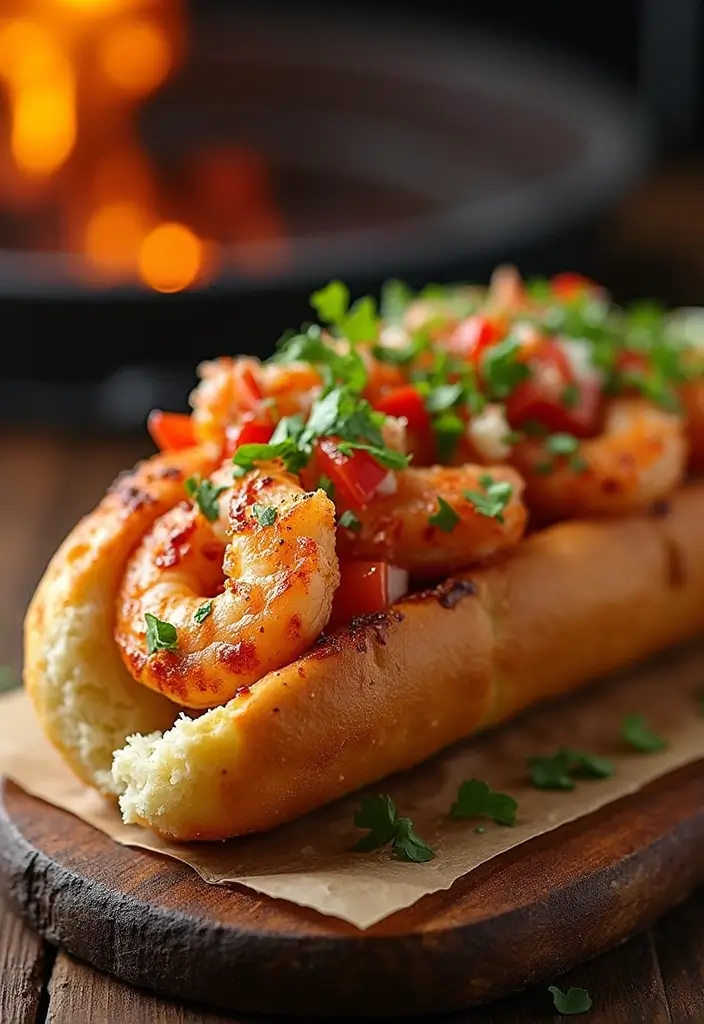 27 Pellet Grill Seafood Recipes for Smoky Flavor Lovers - 13. BBQ Grilled Shrimp Po' Boy