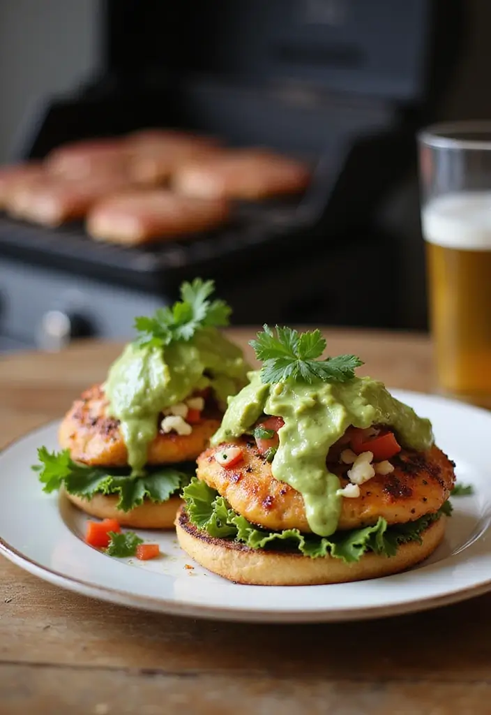 27 Pellet Grill Seafood Recipes for Smoky Flavor Lovers - 17. Grilled Fish Burgers with Avocado Sauce