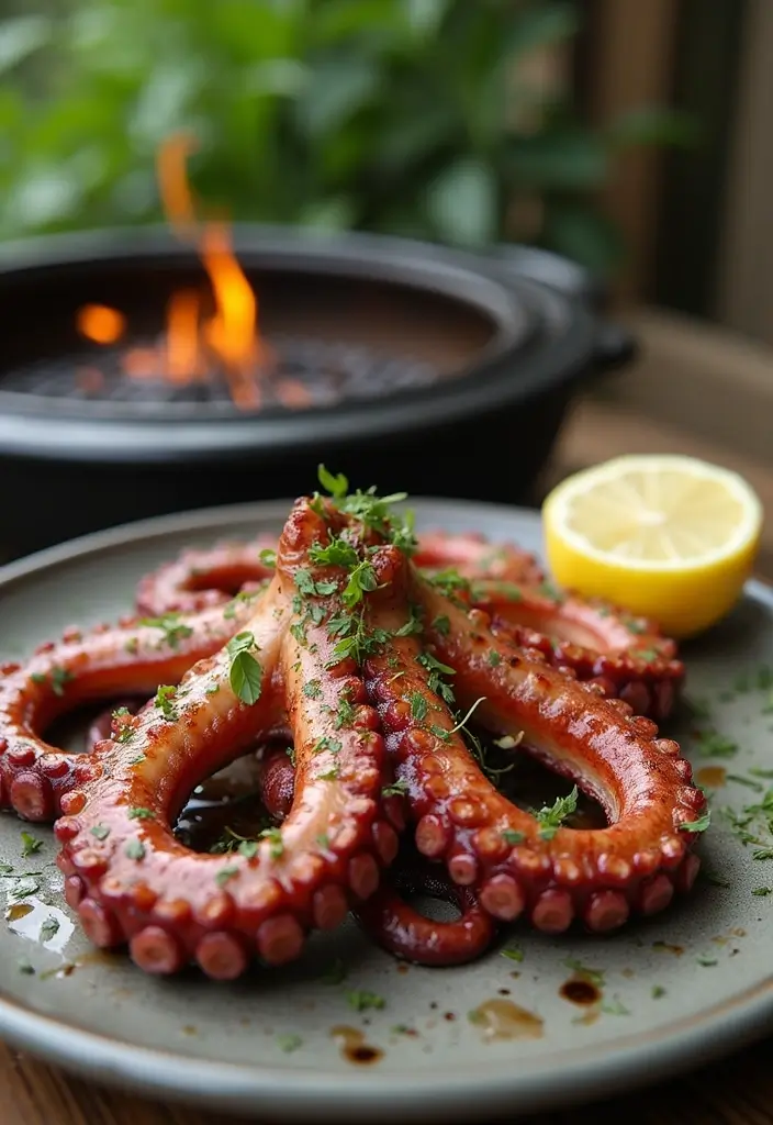 27 Pellet Grill Seafood Recipes for Smoky Flavor Lovers - 20. Grilled Octopus with Lemon and Herbs
