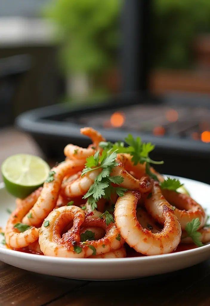 27 Pellet Grill Seafood Recipes for Smoky Flavor Lovers - 23. Grilled Squid with Chili and Lime