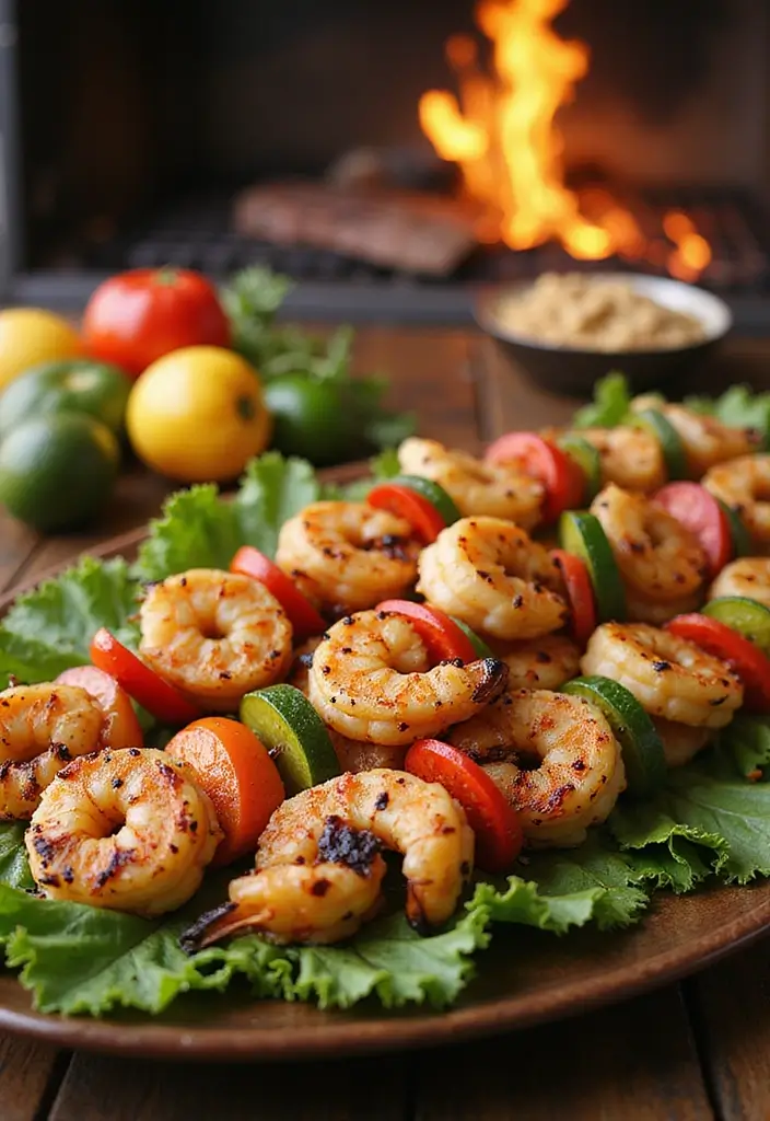 27 Pellet Grill Seafood Recipes for Smoky Flavor Lovers - 26. Grilled Vegetable and Shrimp Skewers