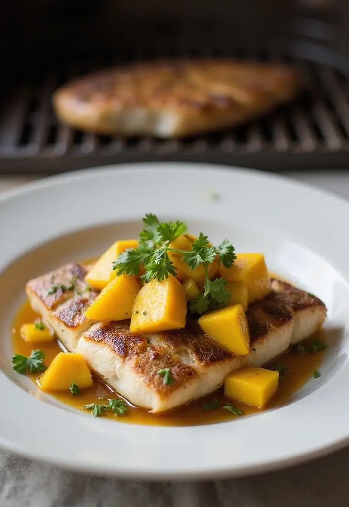27 Pellet Grill Seafood Recipes for Smoky Flavor Lovers - 27. Grilled Sea Bass with Mango Salsa