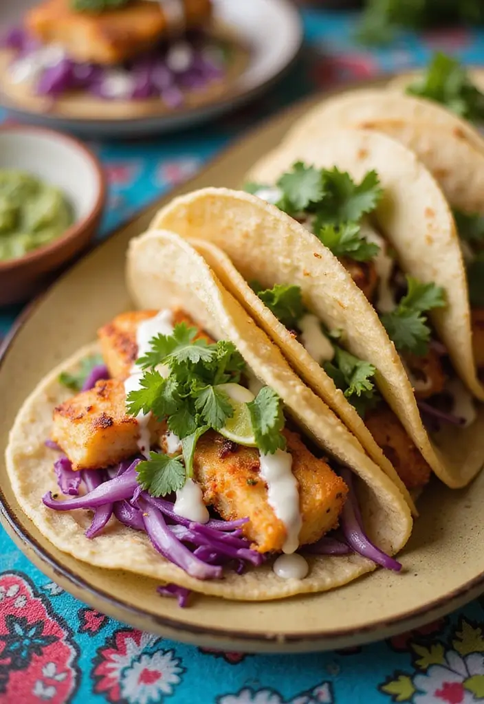 27 Romantic Seafood Dinner Recipes for Two - 14. Fish Tacos with Lime Crema