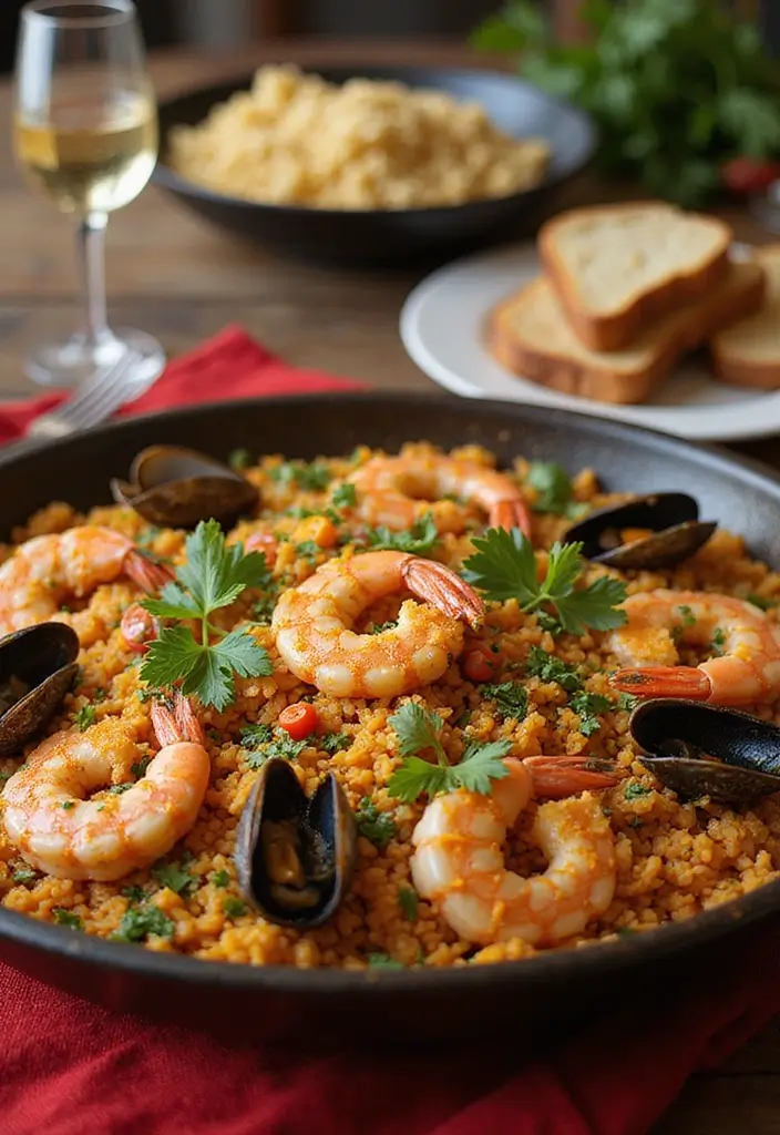 27 Romantic Seafood Dinner Recipes for Two - 17. Seafood Paella for Two