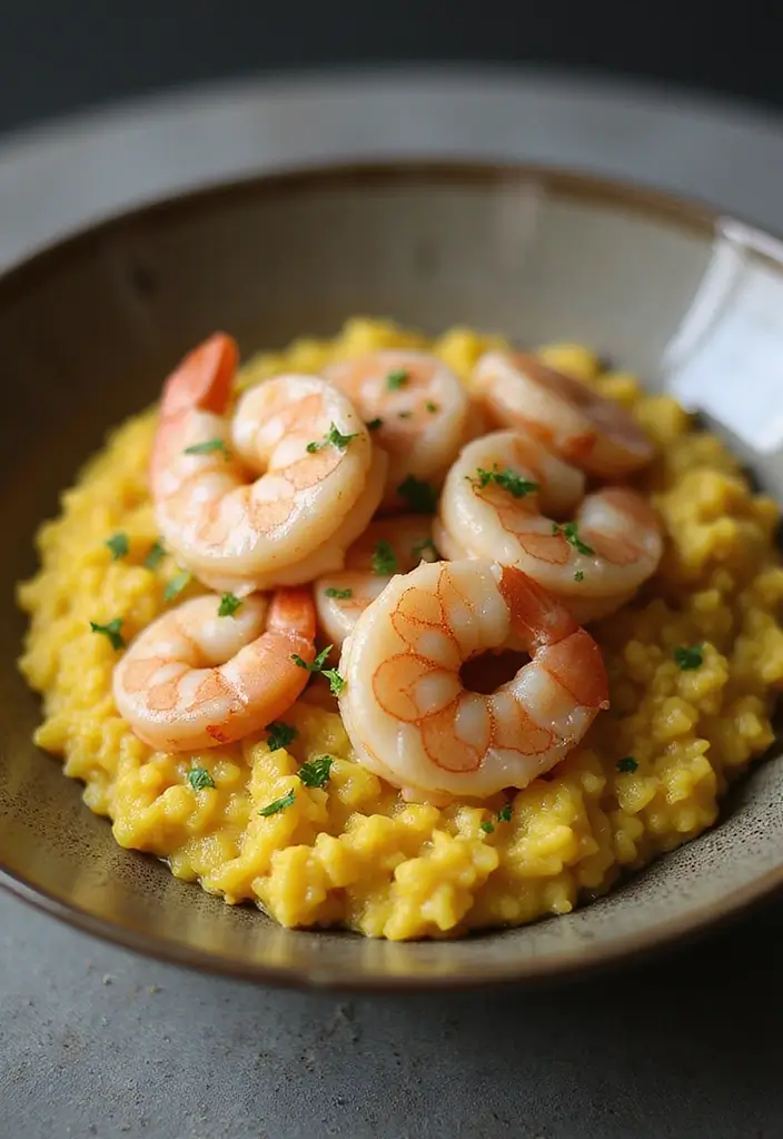 27 Romantic Seafood Dinner Recipes for Two - 23. Saffron Risotto with Shrimp