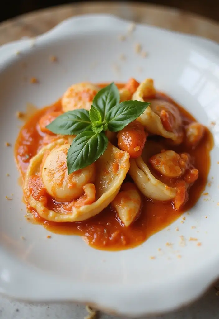 27 Romantic Seafood Dinner Recipes for Two - 25. Lobster Ravioli with Creamy Tomato Sauce