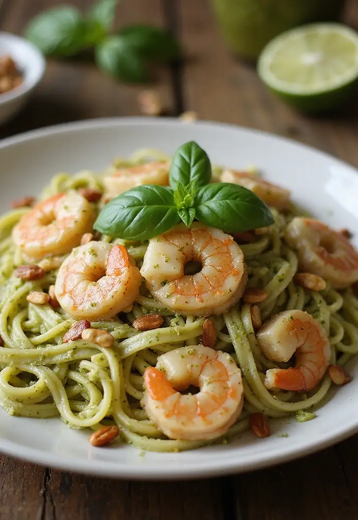 27 Seafood Fettuccine Alfredo Recipes for Creamy Perfection 60 27 Seafood Fettuccine Alfredo Recipes for Creamy Perfection - 10. Pesto Shrimp Fettuccine Alfredo