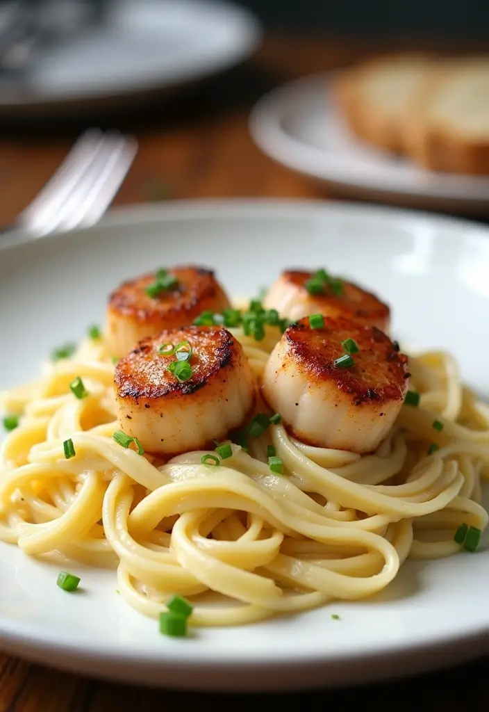 27 Seafood Fettuccine Alfredo Recipes for Creamy Perfection 102 27 Seafood Fettuccine Alfredo Recipes for Creamy Perfection - 16. Miso Butter Fettuccine Alfredo with Scallops