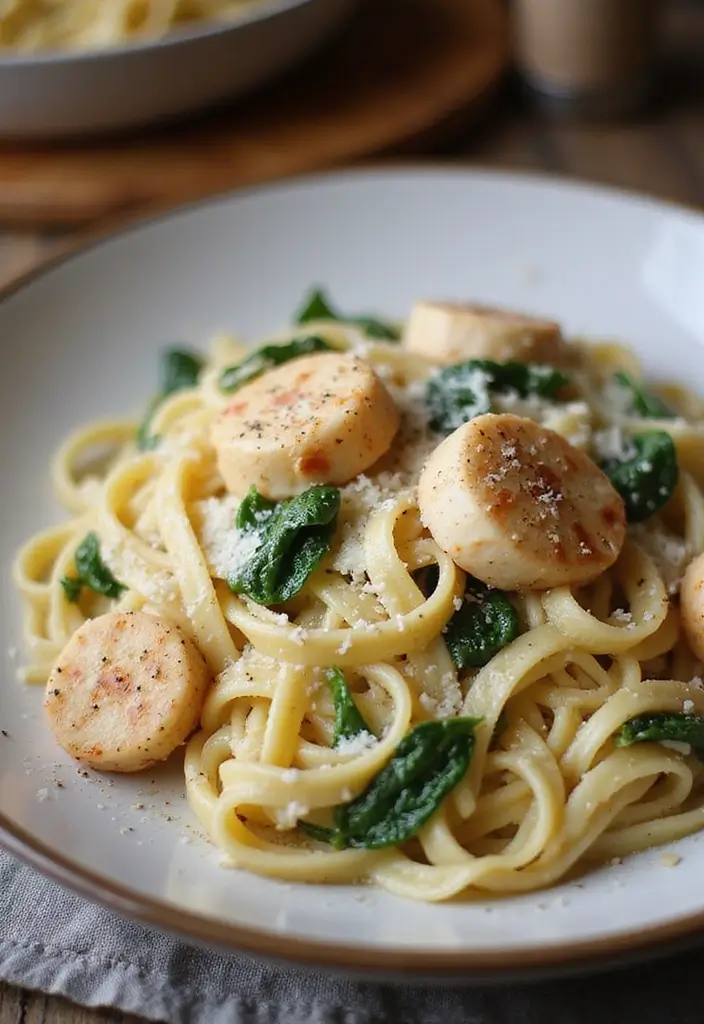 27 Seafood Fettuccine Alfredo Recipes for Creamy Perfection 114 27 Seafood Fettuccine Alfredo Recipes for Creamy Perfection - 18. Crab and Spinach Fettuccine Alfredo