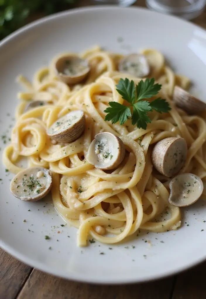 27 Seafood Fettuccine Alfredo Recipes for Creamy Perfection 170 27 Seafood Fettuccine Alfredo Recipes for Creamy Perfection - 26. Fettuccine Alfredo with Clams and Garlic