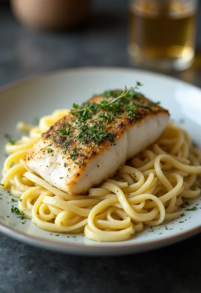 27 Seafood Fettuccine Alfredo Recipes for Creamy Perfection 53 27 Seafood Fettuccine Alfredo Recipes for Creamy Perfection - 9. Herb-Crusted Cod Fettuccine Alfredo