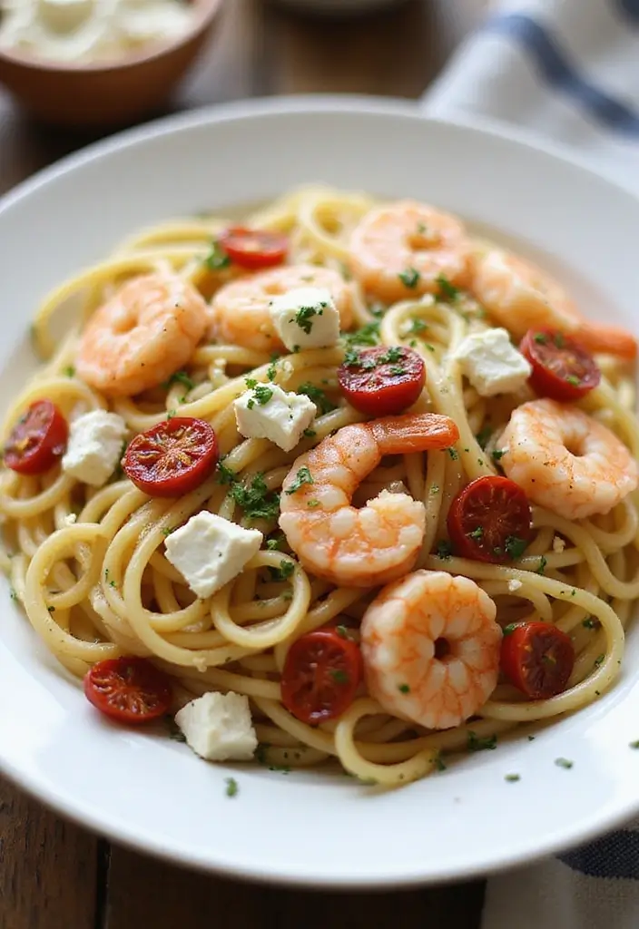 27 Seafood Pasta Recipes That Are Simple Yet Stunning 93 27 Seafood Pasta Recipes That Are Simple Yet Stunning - 15. Shrimp and Feta Pasta