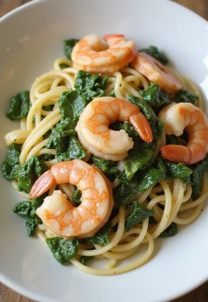 27 Seafood Pasta Recipes That Are Simple Yet Stunning 115 27 Seafood Pasta Recipes That Are Simple Yet Stunning - 19. Creamy Spinach and Shrimp Pasta