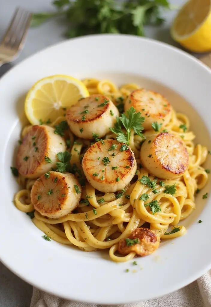 27 Seafood Pasta Recipes That Are Simple Yet Stunning 8 27 Seafood Pasta Recipes That Are Simple Yet Stunning - 2. Lemon Butter Scallops Pasta