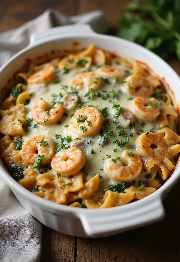 29 Seafood Pasta Bake Recipes for Cozy Family Dinners 1 29 Seafood Pasta Bake Recipes for Cozy Family Dinners - 1. Creamy Shrimp and Spinach Pasta Bake