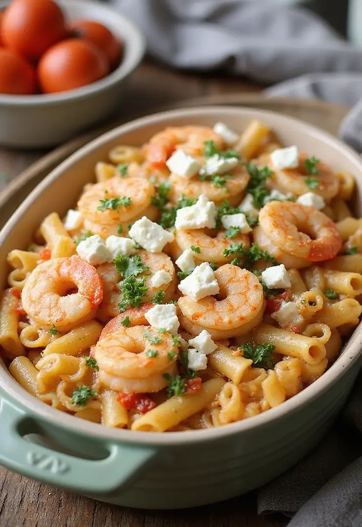 29 Seafood Pasta Bake Recipes for Cozy Family Dinners 145 29 Seafood Pasta Bake Recipes for Cozy Family Dinners - 25. Shrimp and Feta Pasta Bake