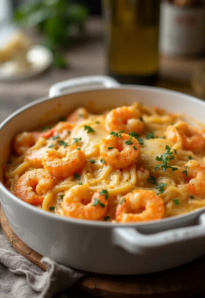 29 Seafood Pasta Bake Recipes for Cozy Family Dinners 173 29 Seafood Pasta Bake Recipes for Cozy Family Dinners - 29. White Wine Garlic Shrimp Pasta Bake