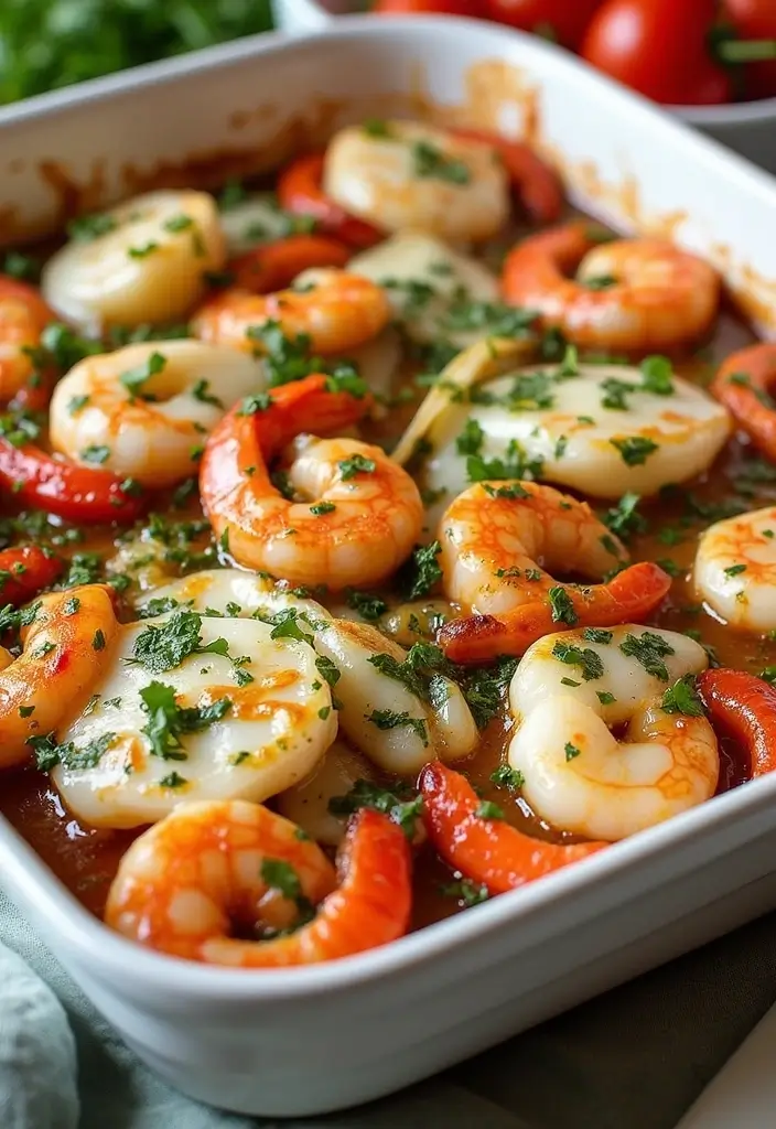 29 Seafood Pasta Bake Recipes for Cozy Family Dinners 16 29 Seafood Pasta Bake Recipes for Cozy Family Dinners - 4. Baked Seafood Medley with Pesto